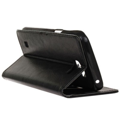 LG K4 (K120E) atvēramais ādas melns maciņš (maks) / Vacins.lv