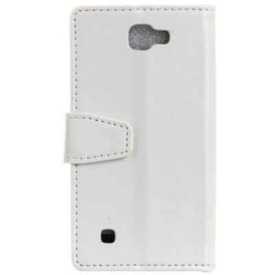 LG K4 (K120E) atvēramais ādas balts maciņš (maks) / Vacins.lv