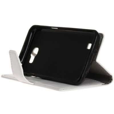 LG K4 (K120E) atvēramais ādas balts maciņš (maks) / Vacins.lv