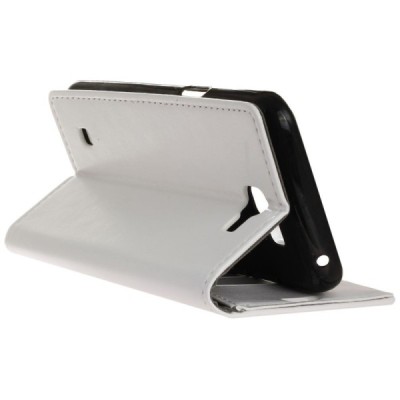 LG K4 (K120E) atvēramais ādas balts maciņš (maks) / Vacins.lv