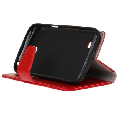 LG K4 (K120E) atvēramais ādas sarkans maciņš (maks) / Vacins.lv