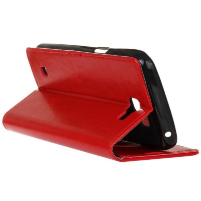 LG K4 (K120E) atvēramais ādas sarkans maciņš (maks) / Vacins.lv