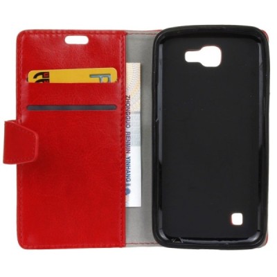 LG K4 (K120E) atvēramais ādas sarkans maciņš (maks) / Vacins.lv