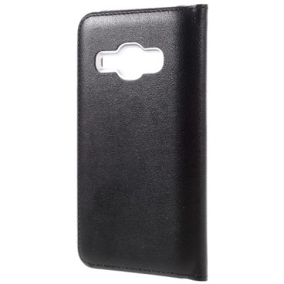 Samsung Galaxy J1 2016 (J120) atvēramais maciņš ar lodziņu - melns / Vacins.lv