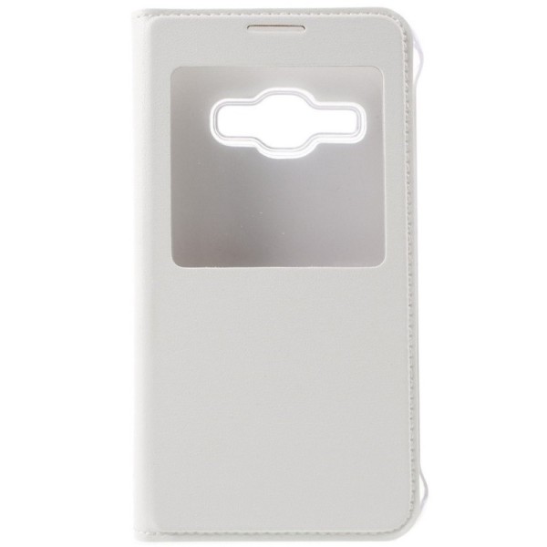 Atvēramais maciņš ar lodziņu - balts (Galaxy J1 (2016)