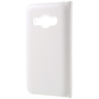 Samsung Galaxy J1 2016 (J120) atvēramais maciņš ar lodziņu - balts / Vacins.lv