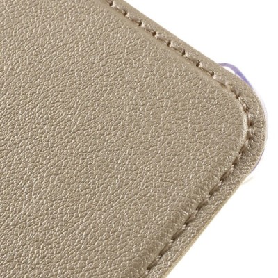 Samsung Galaxy J1 2016 (J120) atvēramais maciņš ar lodziņu - zelta / Vacins.lv