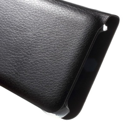 Samsung Galaxy J1 2016 (J120) melns atvēramais Smart Wallet ādas maciņš - maks / Vacins.lv