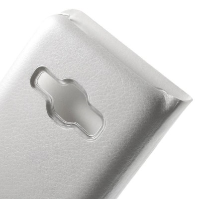 Samsung Galaxy J1 2016 (J120) balts atvēramais Smart Wallet ādas maciņš - maks / Vacins.lv