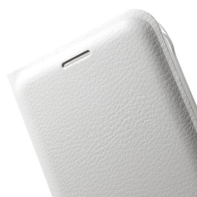 Samsung Galaxy J1 2016 (J120) balts atvēramais Smart Wallet ādas maciņš - maks / Vacins.lv