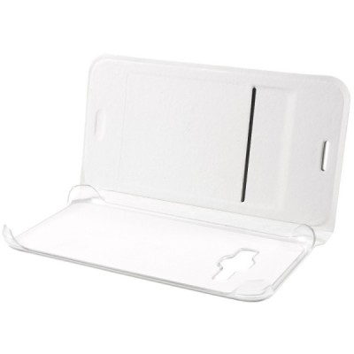 Samsung Galaxy J1 2016 (J120) balts atvēramais Smart Wallet ādas maciņš - maks / Vacins.lv