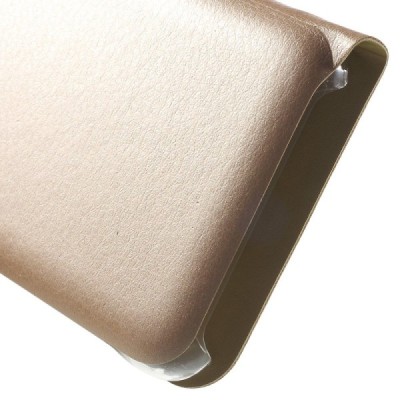 Samsung Galaxy J1 2016 (J120) auksinis odinis atverčiamas Smart Wallet dėklas - piniginė / Priedai.lt