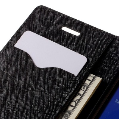 Samsung Galaxy J1 2016 (J120) Mercury atvērams melns maciņš (maks) / Vacins.lv