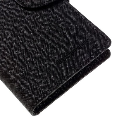 Samsung Galaxy J1 2016 (J120) Mercury atvērams melns maciņš (maks) / Vacins.lv