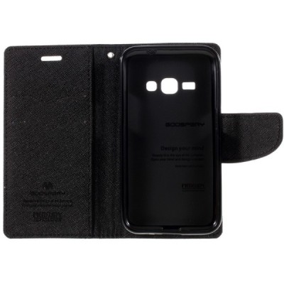 Samsung Galaxy J1 2016 (J120) Mercury atvērams melns maciņš (maks) / Vacins.lv