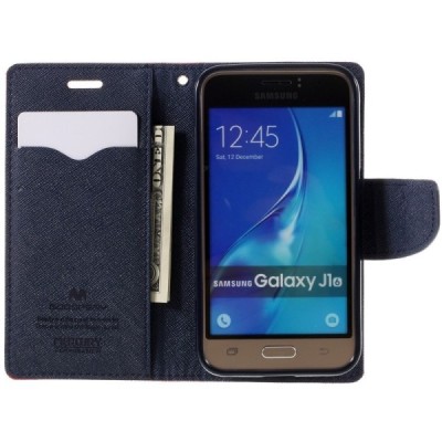 Samsung Galaxy J1 2016 (J120) Mercury atvērams sarkans maciņš (maks) / Vacins.lv