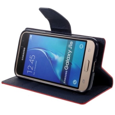 Samsung Galaxy J1 2016 (J120) Mercury atvērams sarkans maciņš (maks) / Vacins.lv