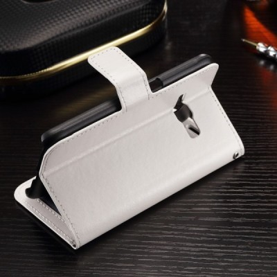 Samsung Galaxy J1 2016 (J120) atvēramais ādas balts maciņš (maks) / Vacins.lv