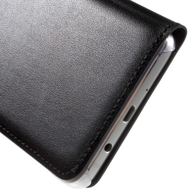 Samsung Galaxy J5 2016 (J510) juodas odinis atverčiamas dėklas su langeliu / Priedai.lt