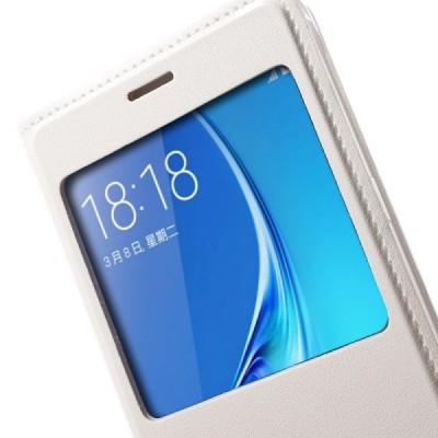 Samsung Galaxy J5 2016 (J510) atvēramais maciņš ar lodziņu - balts / Vacins.lv