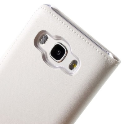 Samsung Galaxy J5 2016 (J510) atvēramais maciņš ar lodziņu - balts / Vacins.lv