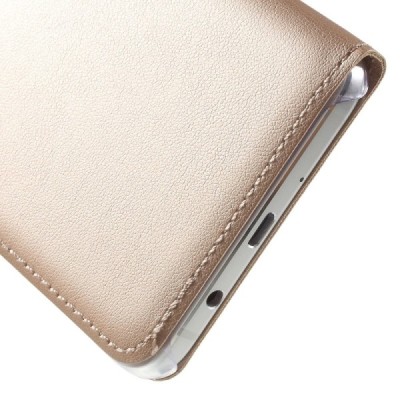 Samsung Galaxy J5 2016 (J510) auksinis odinis atverčiamas dėklas su langeliu / Priedai.lt