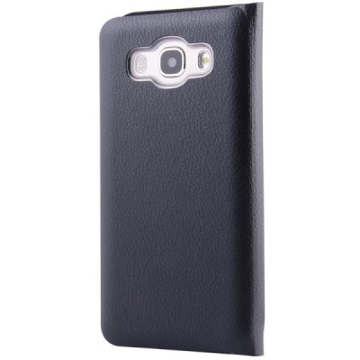 Samsung Galaxy J5 2016 (J510) juodas odinis atverčiamas Smart Wallet dėklas - piniginė / Priedai.lt