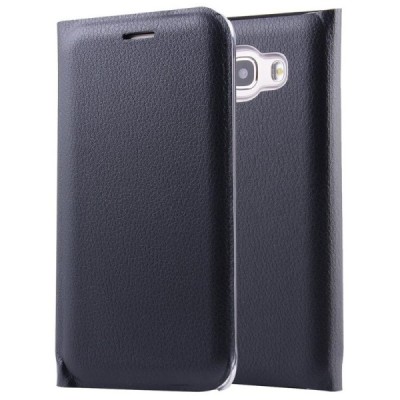 Samsung Galaxy J5 2016 (J510) juodas odinis atverčiamas Smart Wallet dėklas - piniginė / Priedai.lt