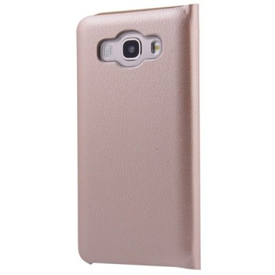 Samsung Galaxy J5 2016 (J510) auksinis odinis atverčiamas Smart Wallet dėklas - piniginė / Priedai.lt
