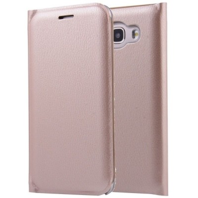 Samsung Galaxy J5 2016 (J510) auksinis odinis atverčiamas Smart Wallet dėklas - piniginė / Priedai.lt