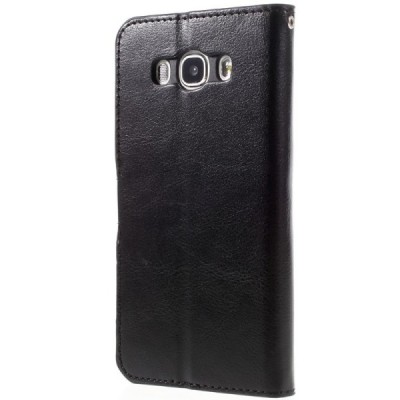 Samsung Galaxy J5 2016 (J510) atvēramais ādas melns maciņš (maks) / Vacins.lv