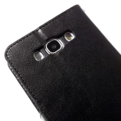 Samsung Galaxy J5 2016 (J510) atvēramais ādas melns maciņš (maks) / Vacins.lv