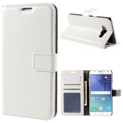 Samsung Galaxy J5 2016 (J510) atvēramais ādas balts maciņš (maks) / Vacins.lv