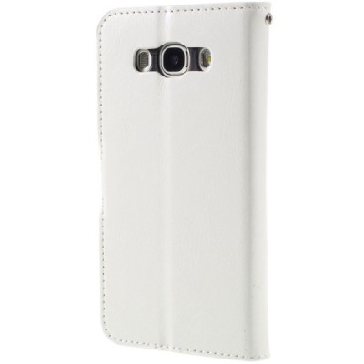 Samsung Galaxy J5 2016 (J510) atvēramais ādas balts maciņš (maks) / Vacins.lv