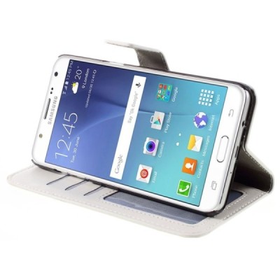 Samsung Galaxy J5 2016 (J510) atvēramais ādas balts maciņš (maks) / Vacins.lv