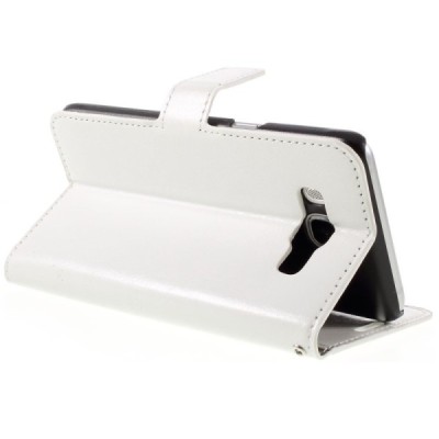 Samsung Galaxy J5 2016 (J510) atvēramais ādas balts maciņš (maks) / Vacins.lv