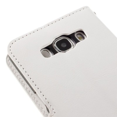 Samsung Galaxy J5 2016 (J510) atvēramais ādas balts maciņš (maks) / Vacins.lv