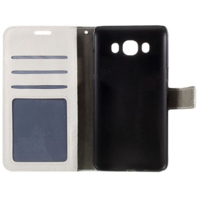 Samsung Galaxy J5 2016 (J510) atvēramais ādas balts maciņš (maks) / Vacins.lv