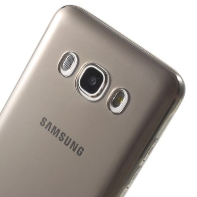 Samsung Galaxy J5 2016 (J510) skaidrus (permatomas) kieto silikono TPU ploniausias pasaulyje pilkas dėklas/ Priedai.lt