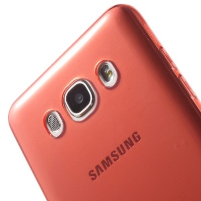 Samsung Galaxy J5 2016 (J510) dzidrs (caurspīdīgs) cieta silikona TPU pasaulē planākais sarkans apvalks / Vacins.lv