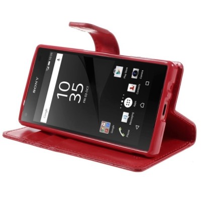 Mercury Blue Moon Sony Xperia Z5 Compact atvērams sarkans ādas maciņš / Vacins.lv