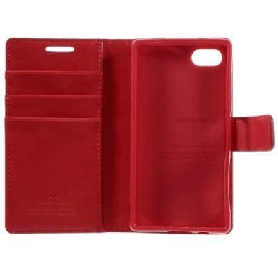 Mercury Blue Moon Sony Xperia Z5 Compact atvērams sarkans ādas maciņš / Vacins.lv