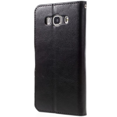 Samsung Galaxy J7 2016 (J710) atvēramais ādas melns maciņš (maks) / Vacins.lv