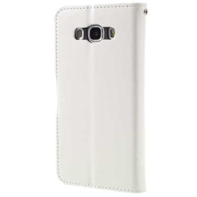 Samsung Galaxy J7 2016 (J710) atverčiamas baltas odinis dėklas - piniginė / Priedai.lt