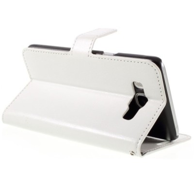 Samsung Galaxy J7 2016 (J710) atverčiamas baltas odinis dėklas - piniginė / Priedai.lt