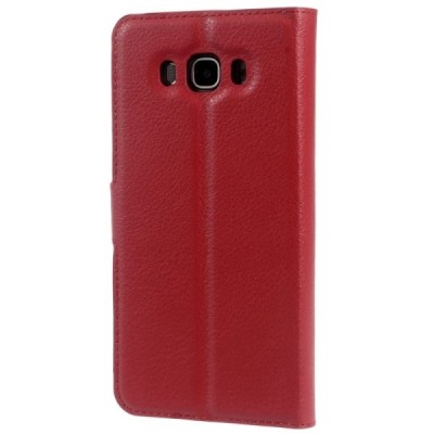 Samsung Galaxy J7 2016 (J710) atvēramais ādas sarkans maciņš (maks) / Vacins.lv