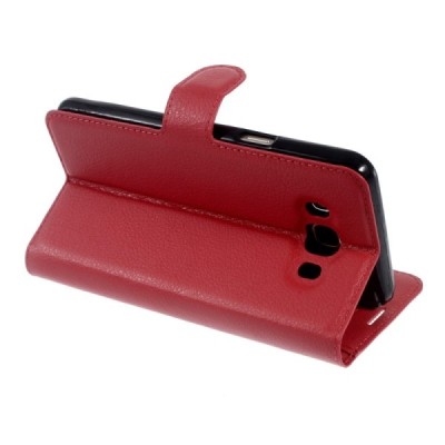 Samsung Galaxy J7 2016 (J710) atvēramais ādas sarkans maciņš (maks) / Vacins.lv