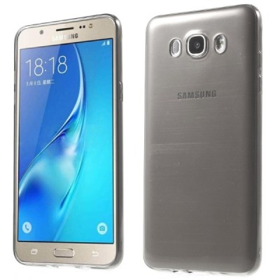 Samsung Galaxy J7 2016 (J710) skaidrus (permatomas) kieto silikono TPU ploniausias pasaulyje pilkas dėklas / Priedai.lt