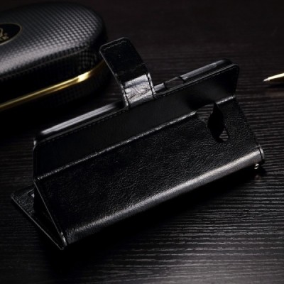 Samsung Galaxy A3 2016 (A310) atverčiamas juodas odinis dėklas - piniginė / Priedai.lt