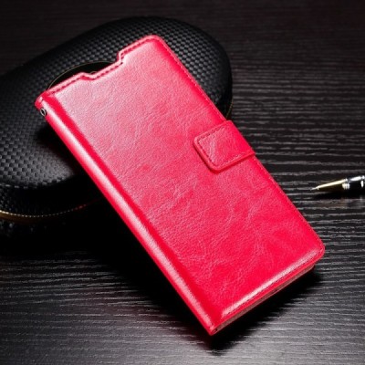 Samsung Galaxy A3 2016 (A310) atvēramais ādas sarkans maciņš (maks) / Vacins.lv